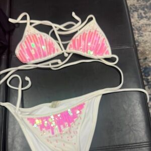 Pink and White Bikini Set